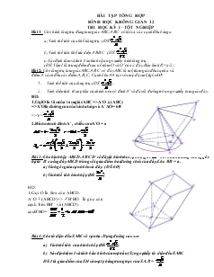 Bài tập tổng hợp hình học không gian 12 thi học kỳ I –tốt nghiệp
