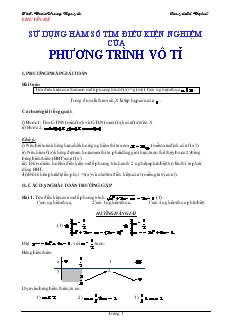 Chuyên đề Sử dụng hàm số tìm điều kiện nghiệm của phương trình vô tỉ