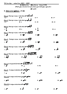 Đề 1 kiểm tra - Môn toán lớp 12 (thời gian làm bài 60 phút không kể thời gian giao đề )