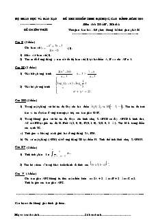 Đề 1 thi tuyển sinh đại học, cao đẳng năm 2004 môn thi : toán , khối a thời gian làm bài : 180 phút, không kể thời gian phát đề