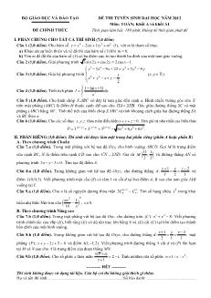 Đề 1 thi tuyển sinh đại học năm 2012 môn: toán; khối a và khối a1 thời gian làm bài: 180 phút, không kể thời gian phát đề