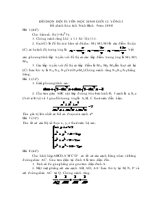 Đề chọn đội tuyển học sinh giỏi 12- Vòng I đề chính thức tỉnh ninh bình- năm 2004