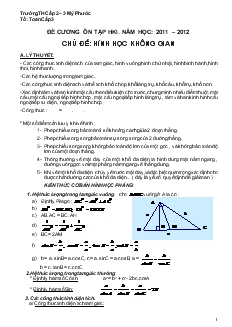 Đề cương ôn tập học kì I năm học: 2011 – 2012 chủ đề: hình học không gian