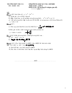 Đề kiểm tra học kì 1 năm học : 2009-2010 môn toán : lớp 12 thời gian : 90 phút ( không kể thời gian giao đề )