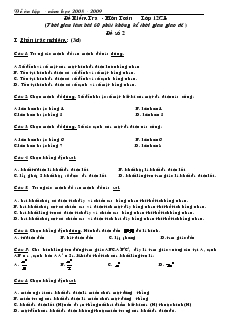 Đề kiểm tra - Môn toán lớp 12 cơ bản (thời gian làm bài 60 phút không kể thời gian giao đề )