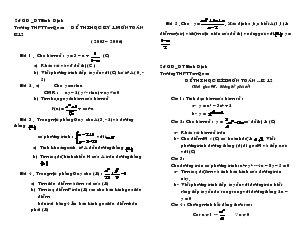 Đề thi học kỳ 1 môn toán khối 12