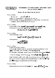 Đề thi khảo sát chất lượng bồi dưỡng đợt I môn thi: toán – khối a