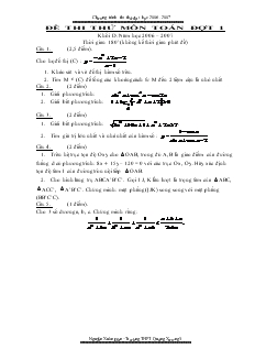Đề thi thử môn toán đợt 1 khối d. Năm học 2006 – 2007 thời gian 180 phút (không kể thời gian phát đề)
