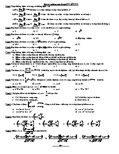 Đề trắc nghiệm môn Toán (phần giải tích)