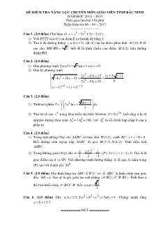 Ðề kiểm tra năng lực chuyên môn giáo viên tỉnh bắc ninh năm học 2012 – 2013 thời gian làm bài 150 phút
