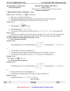 Ðề thi tốt nghiệp thpt (đề 1) ( đề tham khảo) môn: toán thời gian làm bài: 150 phút ( không kể thời gian giao đề)