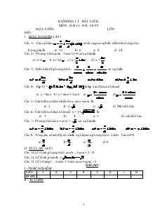 Giáo án đại số 11 - Kiểm tra 1 tiết