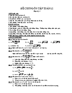 Giáo án Đề cương ôn tập toán 12 học kỳ I