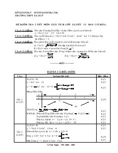 Giáo án Đề kiểm tra 1 tiết môn giải tích lớp 12 (tiết 11 – ban cơ bản)
