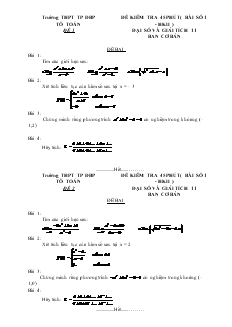 Giáo án Đề kiểm tra 45 phút ( bài số 1 - Học kì II) đại số và giải tích 11