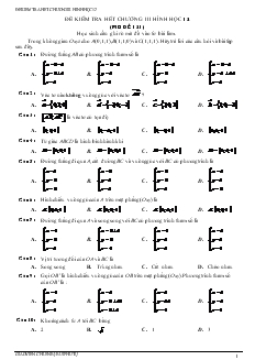 Giáo án Đề kiểm tra hết chương III hình học 12
