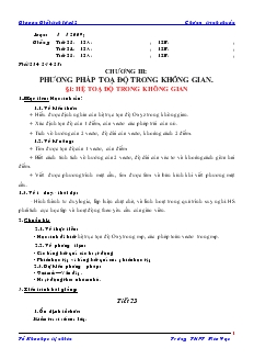 Giáo án giải tích 12 - Tiết 23, 24, 25 - Bài 1: Hệ toạ độ trong không gian