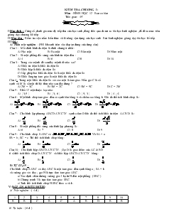 Giáo án Kiểm tra chương 1 môn : hình học 12 ban cơ bản thời gian : 45 phút