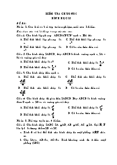 Giáo án Kiểm tra chương I hình học 12