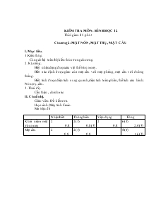 Giáo án Kiểm tra môn học: hình học 12 thời gian: 45 phút