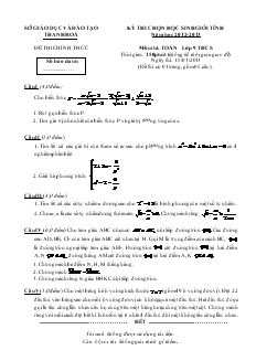 Giáo án Kỳ thi chọn học sinh giỏi tỉnh năm học 2012- 2013 môn thi: toán lớp 9