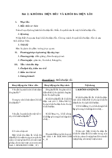 Giáo án lớp 10 môn Hình học - Bài 2: Khối đa diện đều và khối đa diện lồi