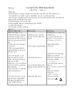 Giáo án lớp 11 môn Đại số - Các qui tắc tính đạo hàm