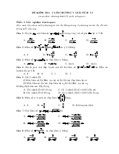 Giáo án lớp 11 môn Đại số - Đề kiểm tra cuối chương V