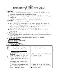 Giáo án lớp 11 môn Đại số - Luyện tập định nghĩa và ý nghĩa của đạo hàm (1 tiết)