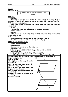 Giáo án lớp 11 môn Hình học - Tiết 19, 20 - Bài 3: Đường thẳng và mặt phẳng song
