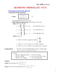 Giáo án lớp 12 môn Đại số - Hệ phương trình đại số - Vô tỉ