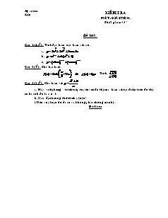 Giáo án lớp 12 môn Đại số - Kiểm tra thời gian: 45 phút
