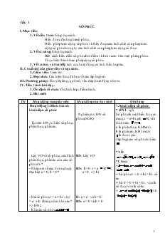 Giáo án lớp 12 môn Đại số - Tiết: 1: Số phức (tiếp)