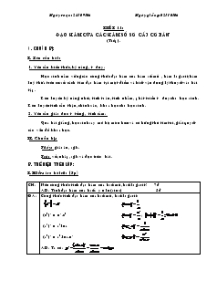 Giáo án lớp 12 môn Đại số - Tiết 11: Đạo hàm của các hàm số sơ cấp cơ bản (tiếp)