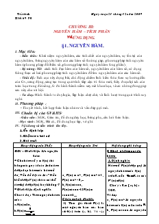 Giáo án lớp 12 môn Đại số  - Tiết 69, 70 - Bài 1: Nguyên hàm