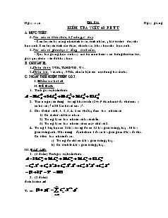 Giáo án lớp 12 môn Đại số - Tiết 84: Kiểm tra viết 45 phút