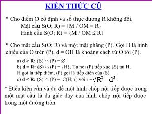 Giáo án lớp 12 môn Giải tích - Tiết  17: Bài 1: Mặt cầu, khối cầu (tiếp theo)