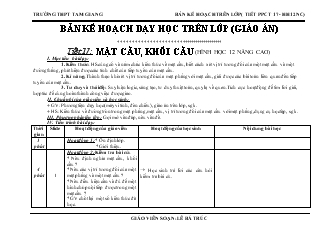 Giáo án lớp 12 môn Giải tích - Tiết 17: Mặt cầu, khối cầu