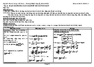 Giáo án lớp 12 môn Giải tích - Tiết thứ 10: Đạo hàm của các hàm số sơ cấp cơ bản