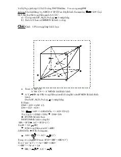 Giáo án lớp 12 môn Hình học - Áp dụng phương pháp tọa đọ để giải hình không gian