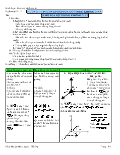 Giáo án lớp 12 môn Hình học - Bài 01: Hệ tọa độ trong không gian