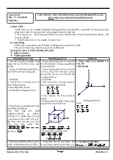 Giáo án lớp 12 môn Hình học - Bài 1: Hệ tọa độ trong không gian