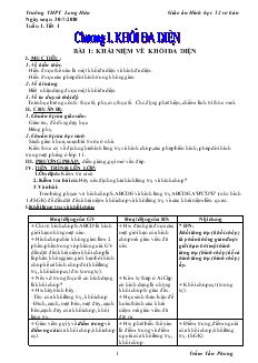 Giáo án lớp 12 môn Hình học - Bài 1: Khái niệm về khối đa diện (tiếp theo)