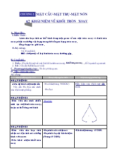 Giáo án lớp 12 môn Hình học - Bài 2: Khái niệm về khối tròn xoay
