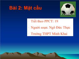 Giáo án lớp 12 môn Hình học - Bài 2: Mặt cầu (tiết 2)