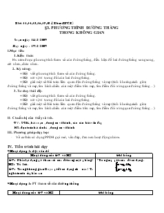 Giáo án lớp 12 môn Hình học - Bài 3: Phương trình về đường thẳng trong không gian