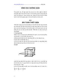 Giáo án lớp 12 môn Hình học - Bài I: Bài toán thiết diện