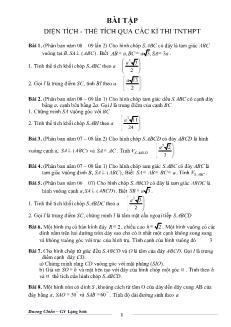 Giáo án lớp 12 môn Hình học - Bài tập diện tích - Thể tích