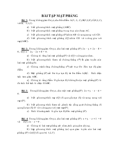 Giáo án lớp 12 môn Hình học - Bài tập mặt phẳng (tiếp)