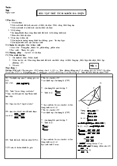 Giáo án lớp 12 môn Hình học - Bài tập thể tích khối đa diện (tiết 4)